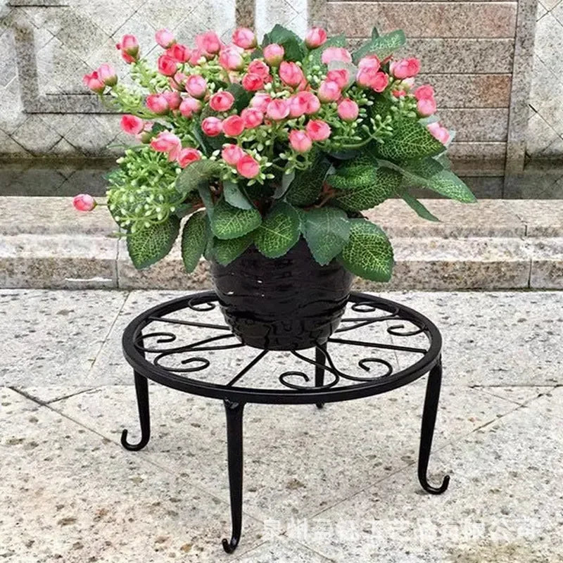 Metal Potted Plant Stands Duty Rustproof Iron Round Flower Pot Stands Indoor Outdoor Plant Holder Support Rack Plant Stand Rack Leedoar