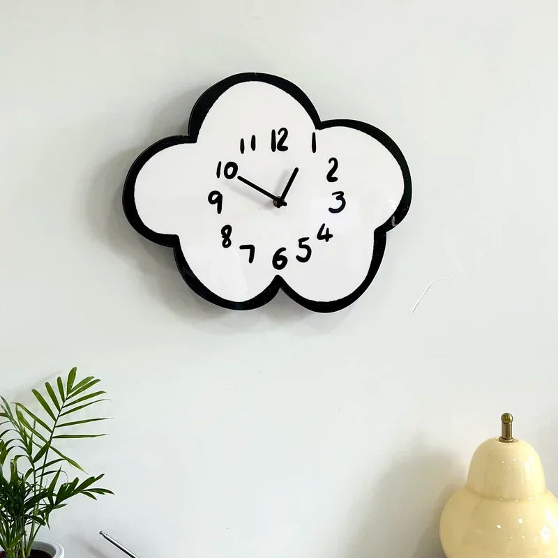 Cartoon Cloud Lamb Shaped Silent Wall Clock Living Room Children's Bedroom Home Decoration Products Modern And Minimalist Clock Leedoar