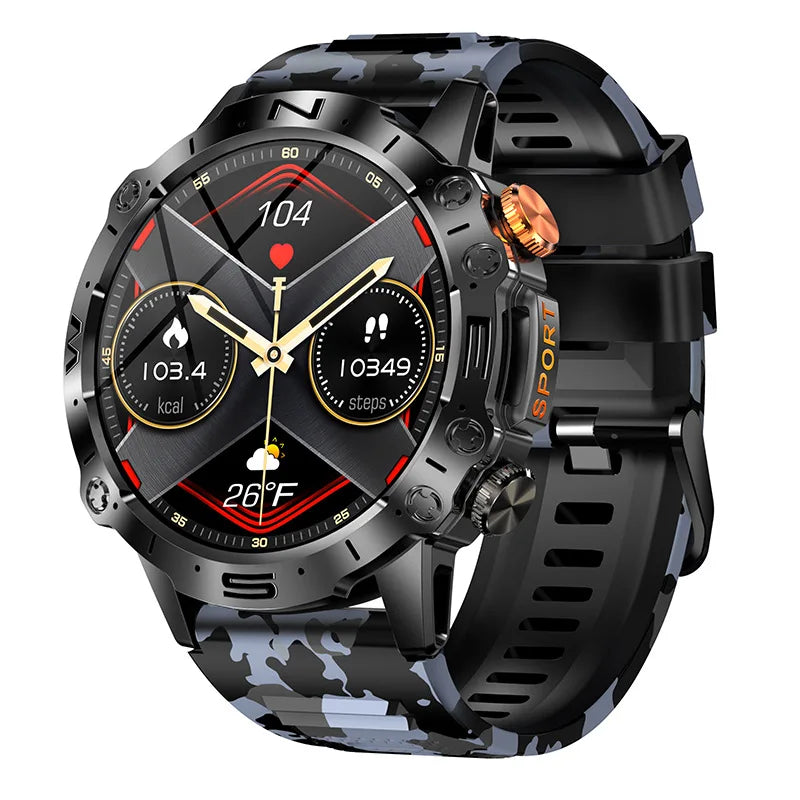 K59 Sports Bluetooth Calls Smart Watch 1.43 Inch AMOLED Screen IP67 Life Waterproof Multi-sport Mode Outdoor Fitness Smartwatch Leedoar