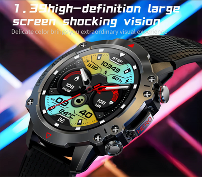 KR10 Sports Smart Watch for Men Women 1.39 Inch AMOLED Screen Bluetooth Calls SMS Display IP67 Life Waterproof Health Monitor Leedoar