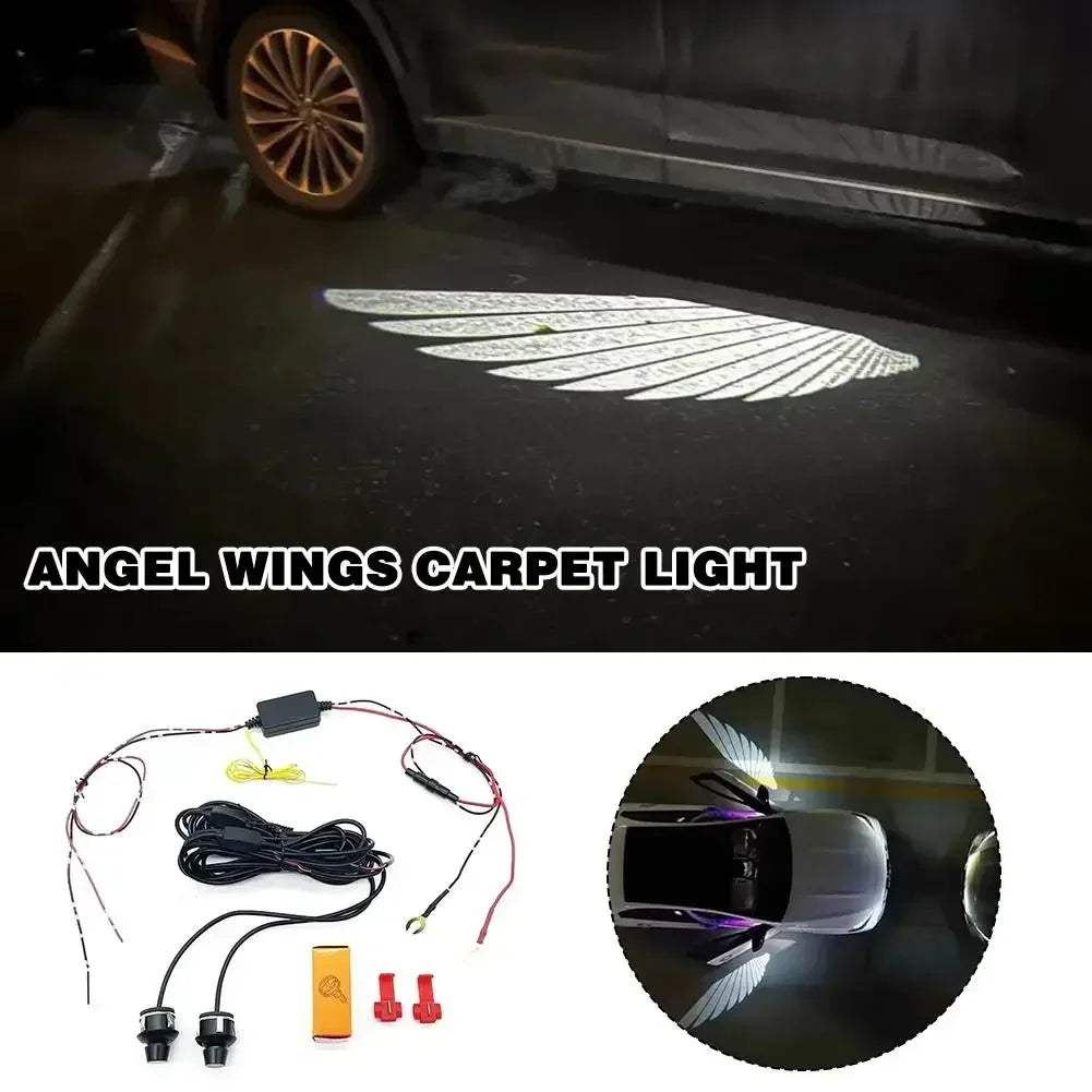 2 PCS Car Rearview Mirror Welcome Light Angel Wing Carpet Projection Light Suitable for BMW  Audi Toyota Tesla projection lights Leedoar