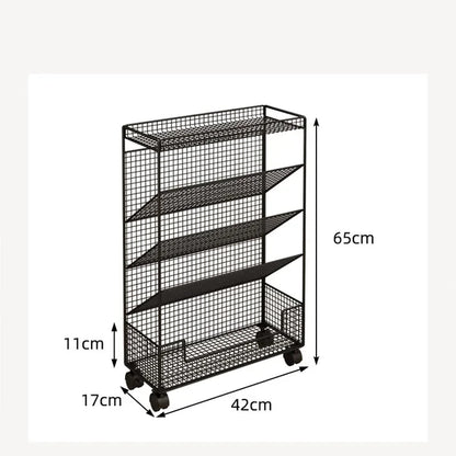 Organizador de mesa Estante móvel de 5 camadas Armazenamento multifuncional Prateleira de ferro para livros sob a mesa Móvel para casa Escola