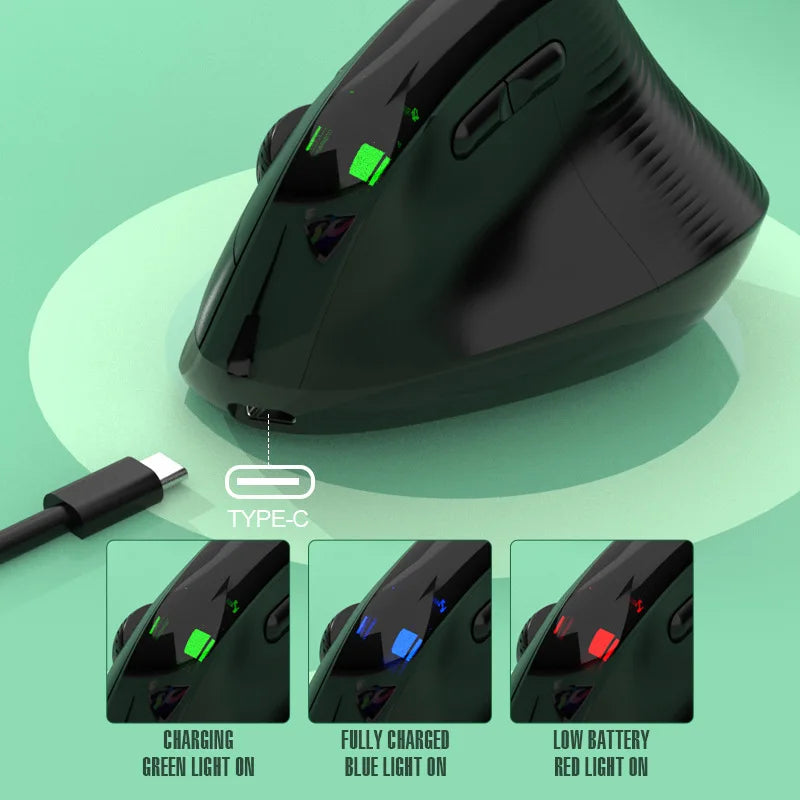 2024 New XUNSVFOX H5 Vertical Mouse Wireless Bluetooth Ergonomic Charging Dual Mode Mouse Business Silent Office Computer Mouse