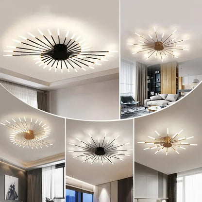 Lustre de teto moderno com design de fogos de artifício, luminária pendente para decoração de sala de estar, quarto e casa 