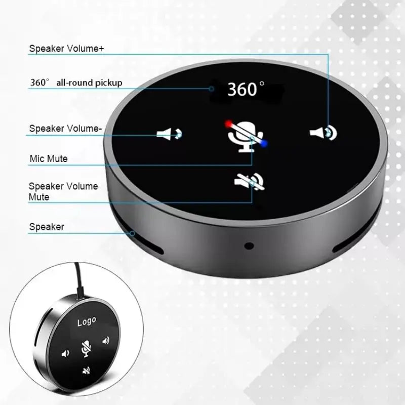 360 Omnidirectional Condenser Microphone Bluetooth Bt USB Video Conference Built-in Speaker Computer Game Notebook Recording Leedoar