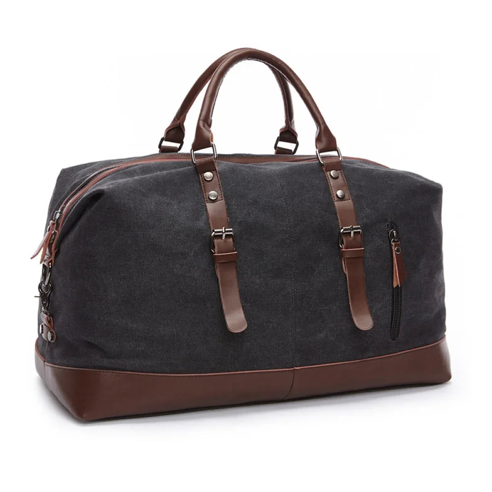 Bolsas de viagem masculinas de couro de lona originais, bolsas de mão, bolsas de viagem masculinas, bolsa grande de fim de semana, zíper durante a noite 