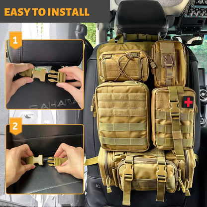 5 Molle Bags Universal Vehicle Panel Organizer Storage Bag Car Seat Back Organizer Tactical Seat Back Organizer Leedoar