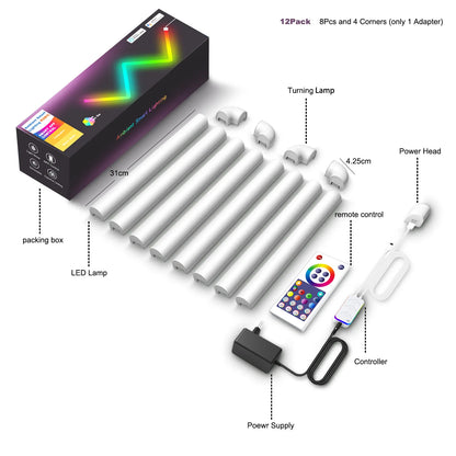 Barra de luz LED inteligente de parede RGB Controle BT/WIFIAPP Sincronização de música Luz noturna DIY TV Quarto Sala de jogos Decoração de bar