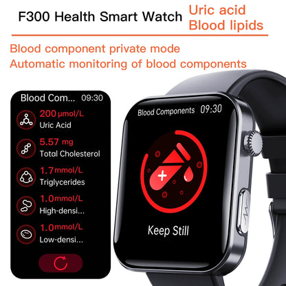 F300 Smart Watch ECG Monitoring SOS Fall Alarm Blood Sugar Blood Pressure Watch HRV Report HD Screen Bluetooth Calls Smartwatch Leedoar