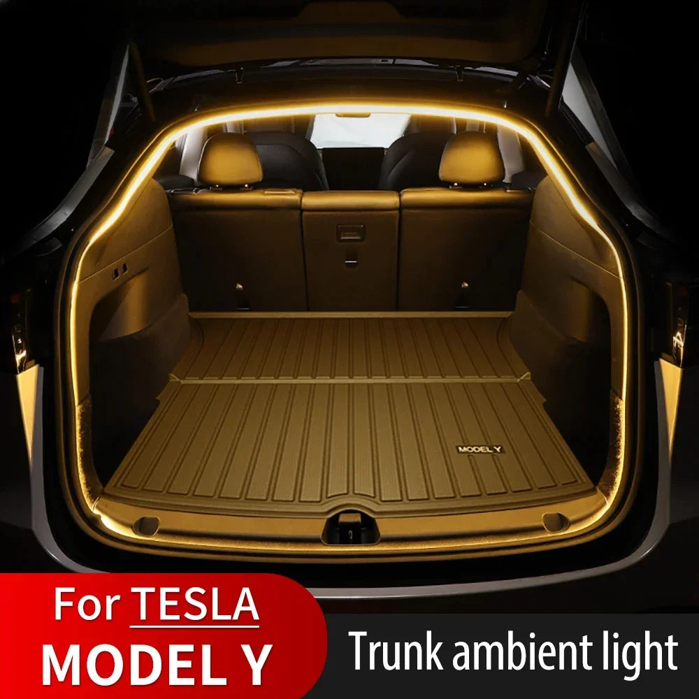 Suitable for Tesla Model Front and Rear Trunk Ambient Lighting Welcome Decoration Interior Modification Accessorie Brighten LED Leedoar