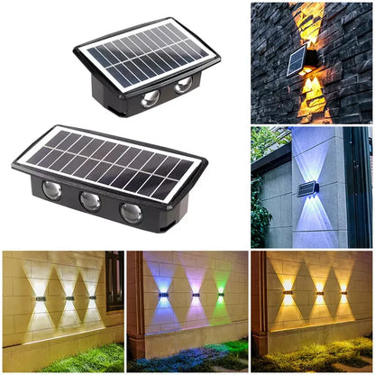 Solar Lamp Courtyard Door Number Wall Lamp Outdoor Waterproof Wall Washer Lamp Villa Spotlight Up And Down Double Head Leedoar