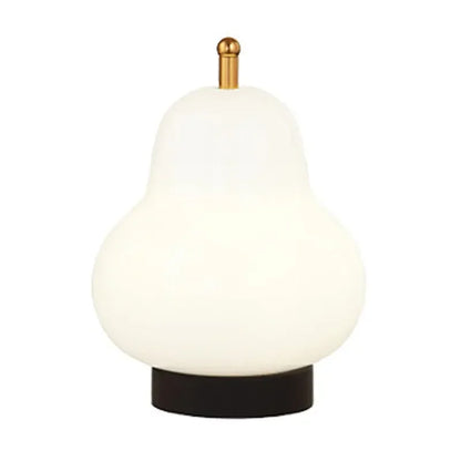 LED Cream Pear Table Lamp Bedroom Bedside Simple Living Room Charging Portable High-end Atmosphere Decoration Small Night Light Leedoar