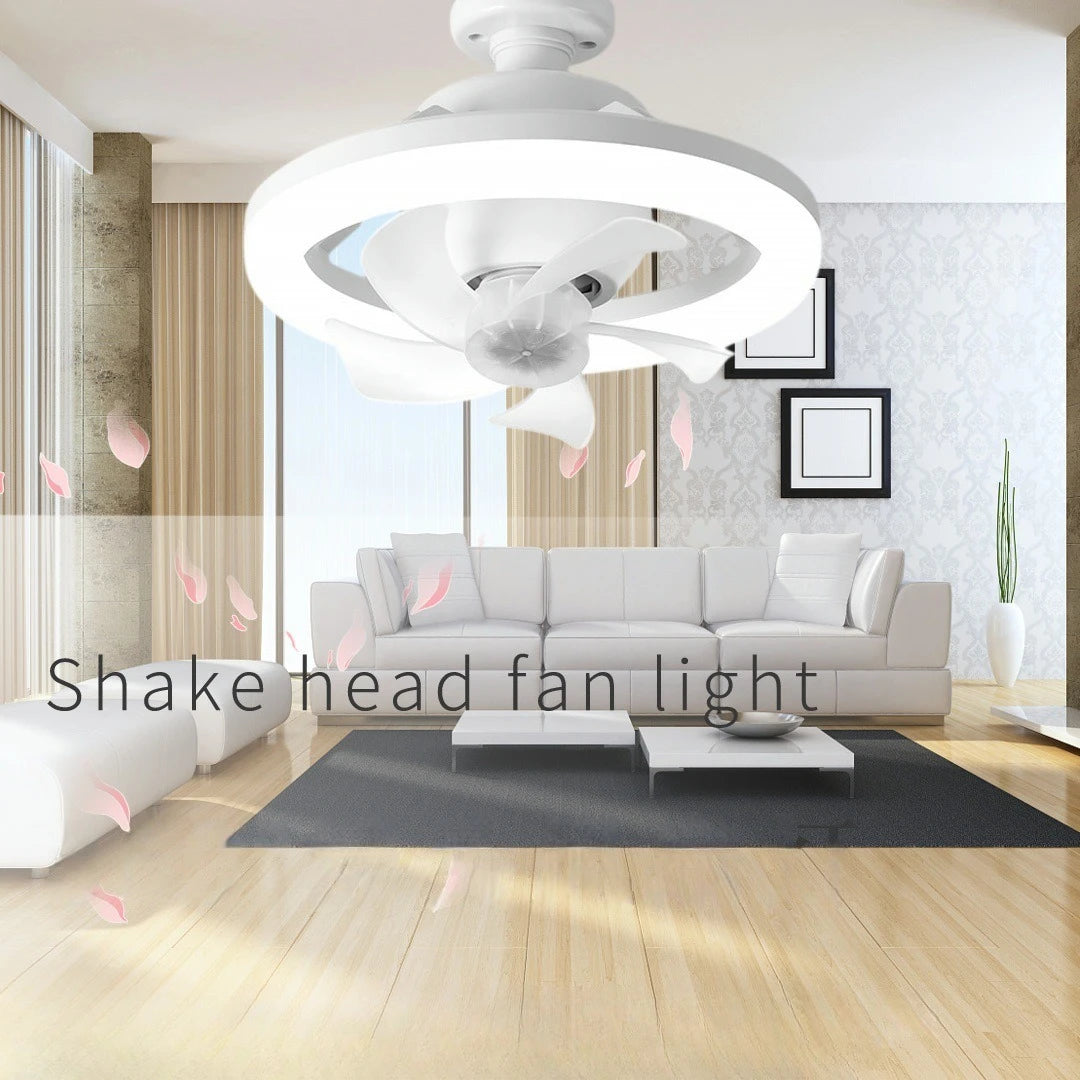 48W Shake Head Fan Light Screw Mouth Household Ceiling Light Large Air Volume And Silent Living Room Bedroom Decorative lights Leedoar