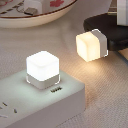 1pc Mini Night Light USB Plug Lamp Computer Mobile Power Charging Small Book Lamps LED Eye Protection Square Reading Light Leedoar