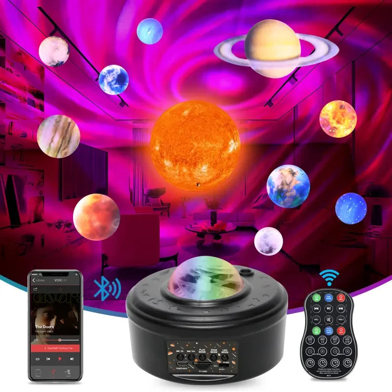 Black Hole Star Sky Projection Light Mini Planet Moon Atmosphere Full Sky Star Bluetooth Sound Small Night Light Leedoar