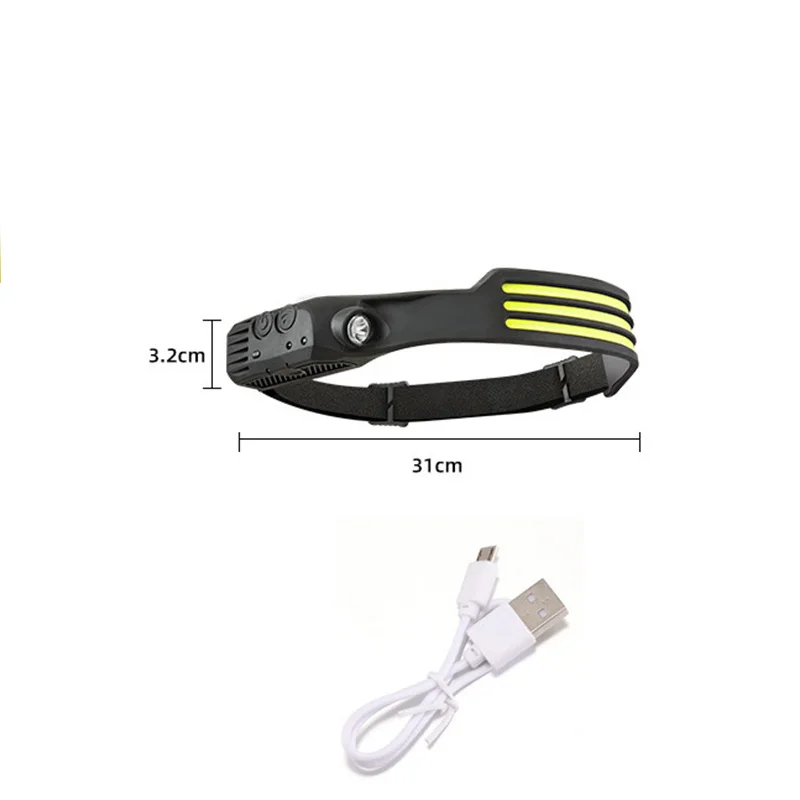 Lámpara frontal LED con sensor de movimiento, diadema ajustable, linterna impermeable para exteriores para correr, acampar y hacer senderismo 