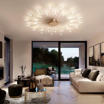 Lustre de teto moderno com design de fogos de artifício, luminária pendente para decoração de sala de estar, quarto e casa 