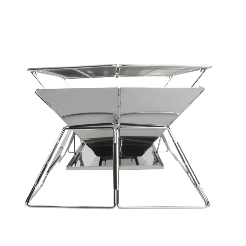 Camping Grill Portable BBQ Grill Adjustable Foldable Folding Backyard Charcoal Outdoor Camping Stainless Steel Outdoor Grill Leedoar