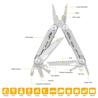 Outdoor Camping Multifunctional Pliers Emergency Folding Knife Pliers Wrench Tool Portable Emergency Survival Knife Pliers Leedoar