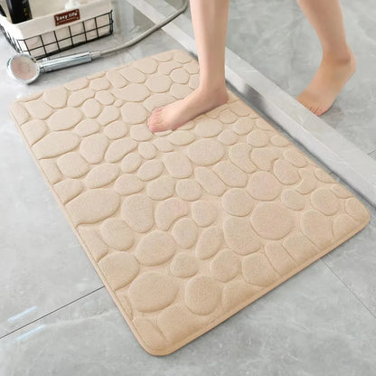 Anti Slip Carpet Pebble Relief Bathroom Floor Living Room Bedroom Carpet Shower Room Door Mat Bathroom Absorbent Floor Mat Leedoar