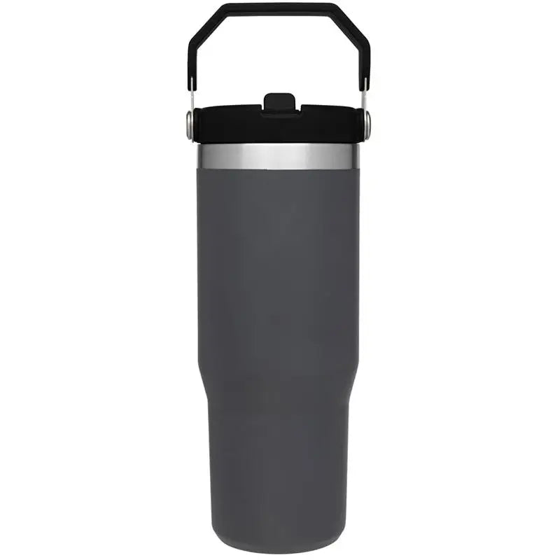 Vaso con pajita de 30 oz/887 ml, termo de acero inoxidable con tapa de pajita, taza para coche, asa de vacío, sello aislante 