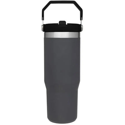 Vaso con pajita de 30 oz/887 ml, termo de acero inoxidable con tapa de pajita, taza para coche, asa de vacío, sello aislante 