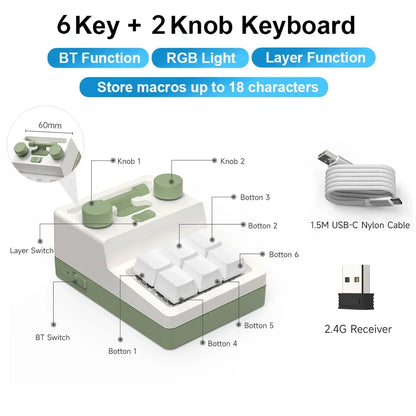 Programação Macro Custom Knob Teclado RGB 3 Teclas Copiar Colar Mini Botão Photoshop Teclado para Jogos Mecânico Hotswap Macropad