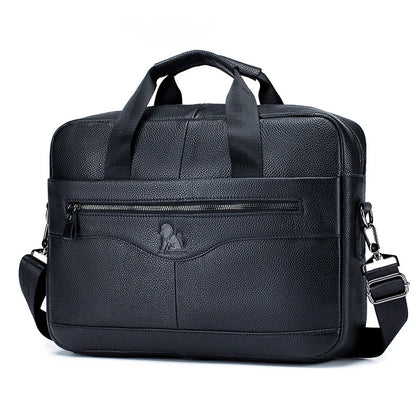 Bolso de mano de piel de vaca auténtica para hombre, de 14 pulgadas, para ordenador, de negocios, informal, de gran capacidad, tipo bandolera, para oficina, maletín 