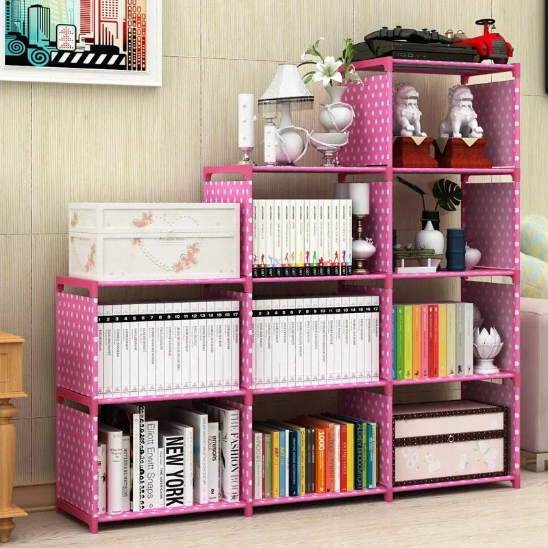 Three Row Bookshelf Storage Rack Children's Bookshelf Modern Minimalist Bookshelf Floor Ceiling Combination Furniture Decoration Leedoar