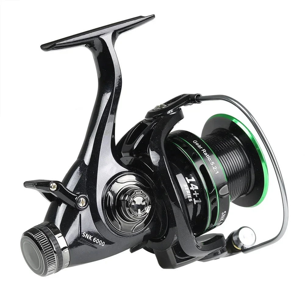 New Double Brake Design Fishing Reel Super Strong Carp Fishing Feeder Spinning Reel Spinning wheel type fishing wheel SNK Leedoar