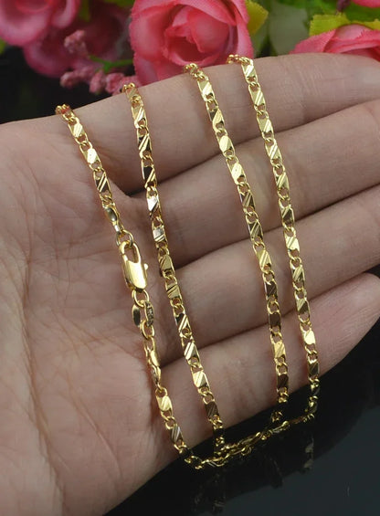 Exquisite Fashion 18K Gold Color Filled Necklace For Women Men Size 16-30 Inch Jewelry Chain Wholesale Leedoar