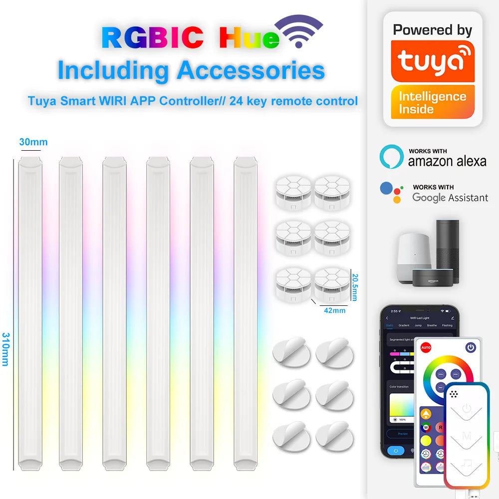 RGBW Smart WIFI APP DIY Free Splicing Atmosphere LED Night Light Música Ritmo TV Backlight Quarto Game Room Decor Wall Lamps 