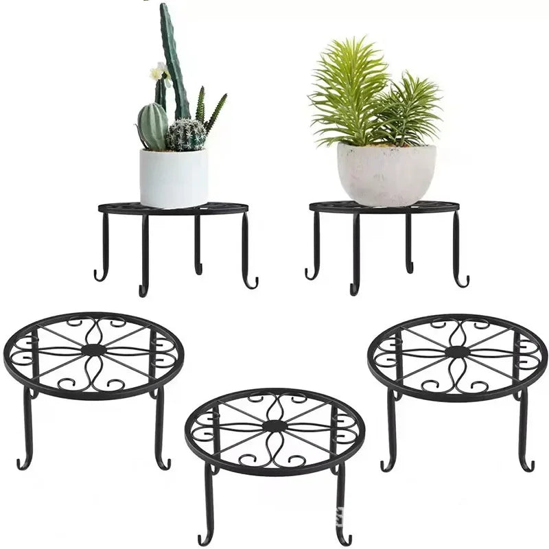 Metal Potted Plant Stands Duty Rustproof Iron Round Flower Pot Stands Indoor Outdoor Plant Holder Support Rack Plant Stand Rack Leedoar