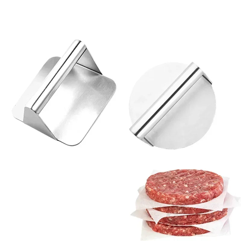 430 Stainless Steel Hamburger Meat Press Circular Square Hamburger Meat Press Kitchen Tool Meat Press Plate Leedoar