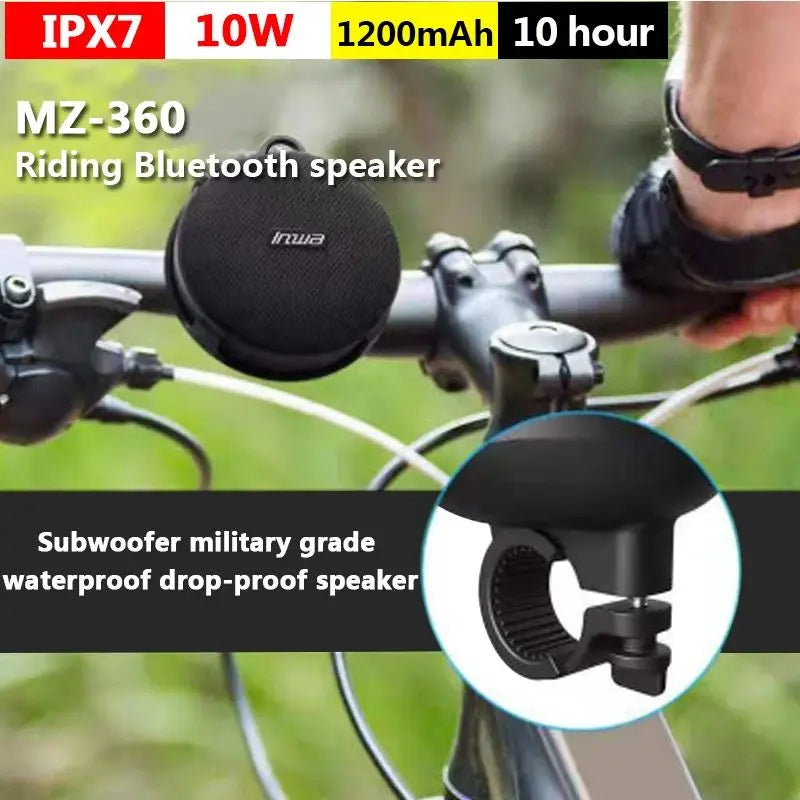 Alto-falante para ciclismo ao ar livre sem fio Bluetooth som portátil IPX67 à prova d'água à prova de quedas suporte cartão TF MZ-360 subwoofer de equitação 