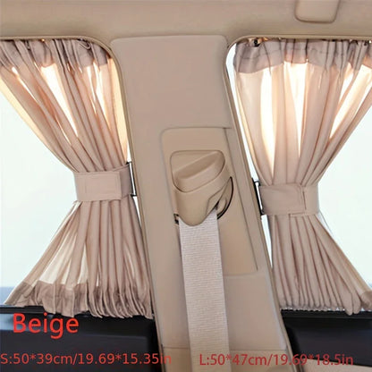 2pcs Universal Car Sun Shade Side Window Curtain Auto Foldable Uv Protection Black Pure Cloth Sun Visor Blinds Cover Car-Styling Leedoar