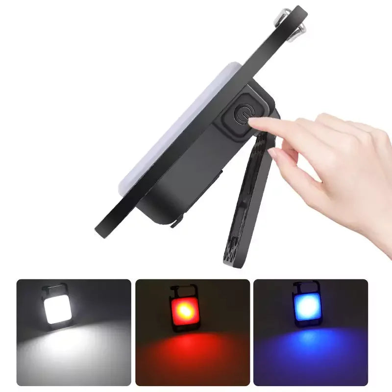 Keychain Light Multi-Function Work Light Magnetic Suction Work Light Red and Blue Flashing Mini Small Glare Flashlight Leedoar