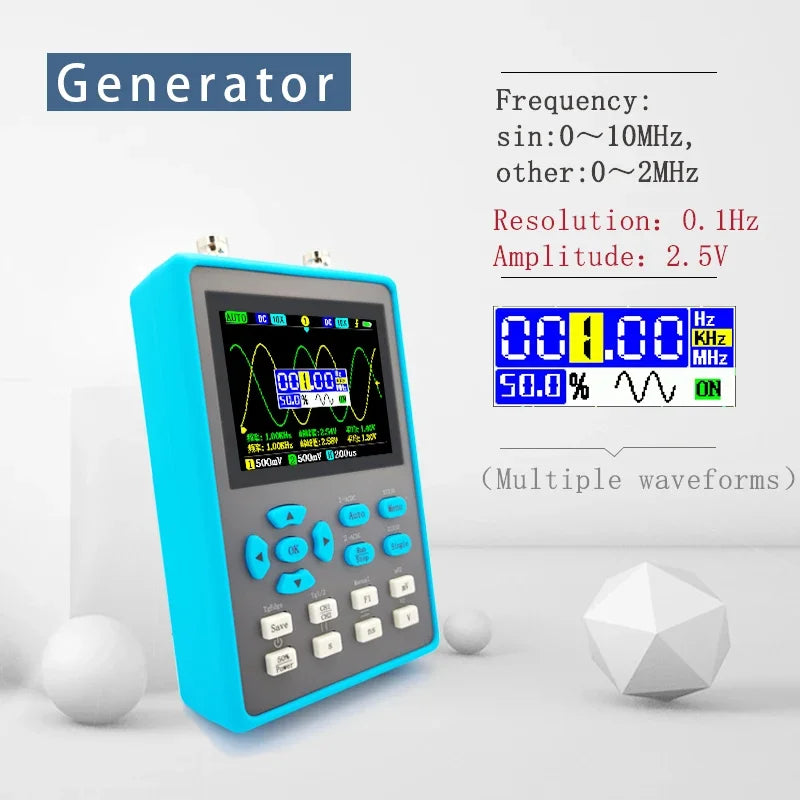 2.8 Inch Handheld Digital Oscilloscope 120M Performance Bandwidth Dual Channel Oscilloscope Signal generator XY mode DSO2512G Leedoar