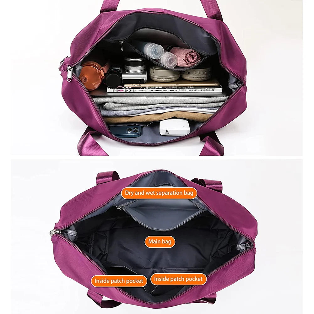 Bolso de viaje para mujer, de gran capacidad, plegable, para hombro, impermeable, para yoga, deporte, bandolera 