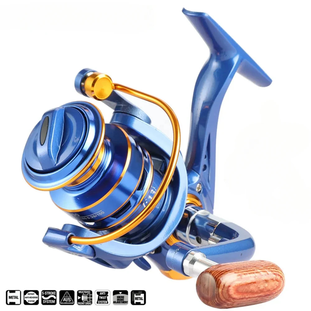 Newest Fishing Reel with 13+1BB 5.2:1 Metal Spool Spinning Wheel Gear Ratio High Speed Casting Fishing Reel Leedoar