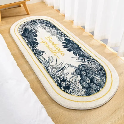 Fluffy Soft Bedside Rugs Nordic Flowers Carpet for Kids Room Bedroom Bathroom Living Room Non-Slip Home Decor Long Floor Mat Leedoar