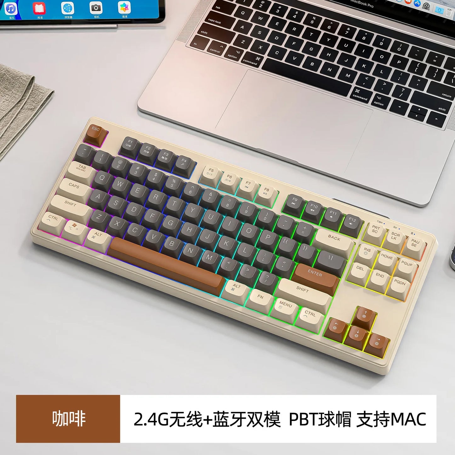 M87 BT Dual Mode Gamer Computer Laptop Bluetooth Ergonomic RGB Wireless USB Gaming Computer Accessories Mechanical Keyboard Leedoar