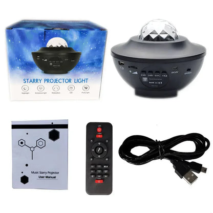 LED Star Projector Night Light Galaxy sound equipment Starry Night Lamp Ocean Wave Projector With Music Speaker Remote Contro Leedoar