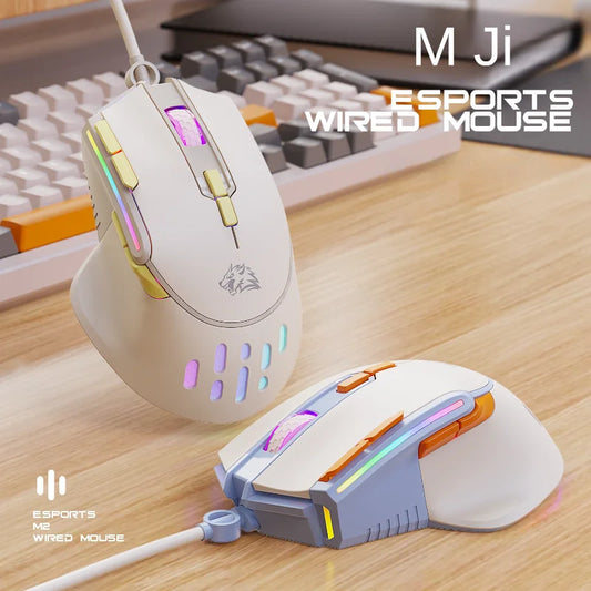 Mouse de jogo com fio M2 adequado para laptop, desktop, jogos de escritório, 12800 DPI, definição de macro, personalização, mouse luminoso RGB 