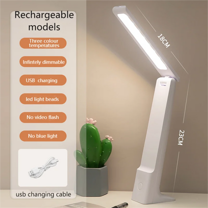 LED Folding Desk Lamp With Touch Dimming USB Rechargeable Bedroom Bedside Table Lamps For Study Reading Office Student Supply Leedoar