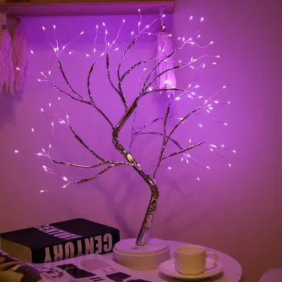 LED Night Light Mini Copper Wire Tree Light Children's Christmas Tree Light Family Bedroom Home Decoration Holiday Lighting Leedoar