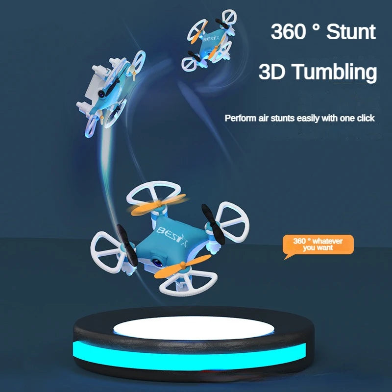 HC723 Mini Drone 2.4G Remote Control Quadcopter USB Charging Light Aerial Photography Fixed Height Aerobatic Tumbling Quadcopter Leedoar