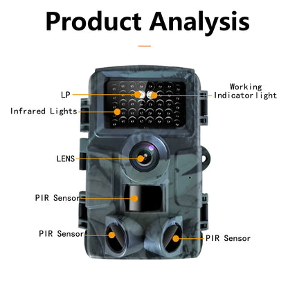 Cámara de caza 4K de 30 MP con visión nocturna infrarroja resistente al agua con pantalla de 2,0 pulgadas para monitoreo de vida silvestre y exploración fotográfica