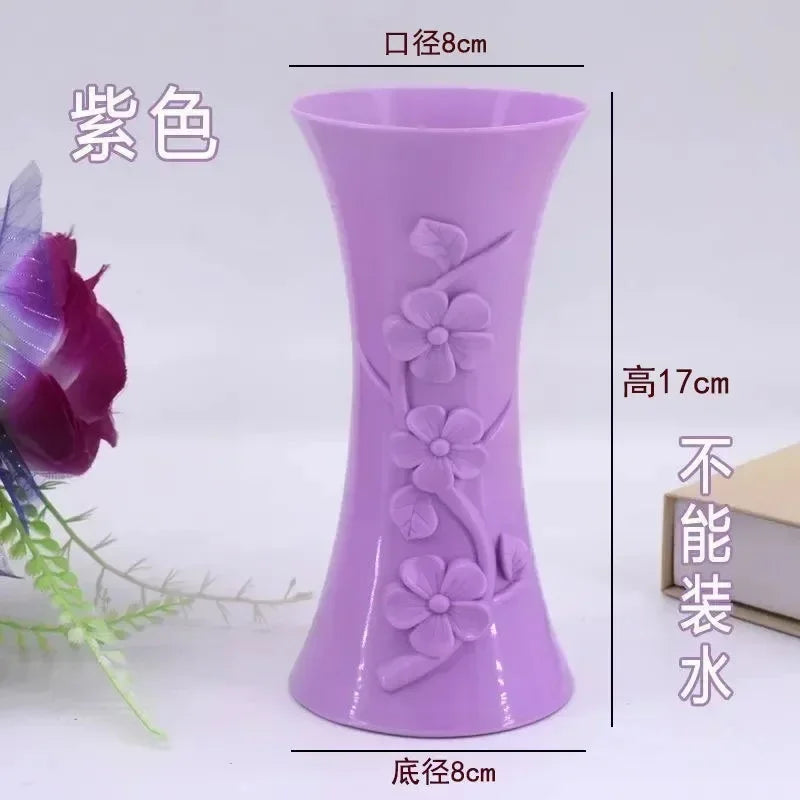 Pot Container Plastic Embossment Vase Flower Arrangement Home Office Table Decor  Home Decoration  Nordic Vase  Flower Vase Leedoar