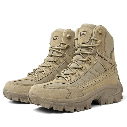 2023 New Fashion Men's Military Tactical Boots Army Boots Men with Side Zipper Outdoor Anti-Slip Military Man Boots Safety Shoes Leedoar